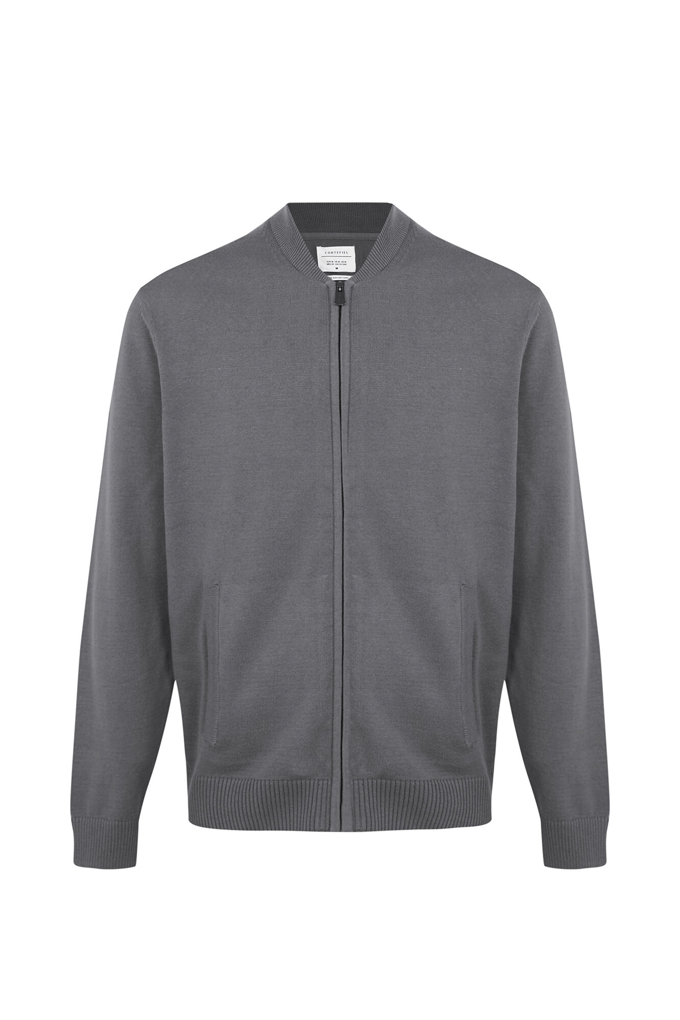 Cortefiel Cotton fine knit zip fastening cardigan