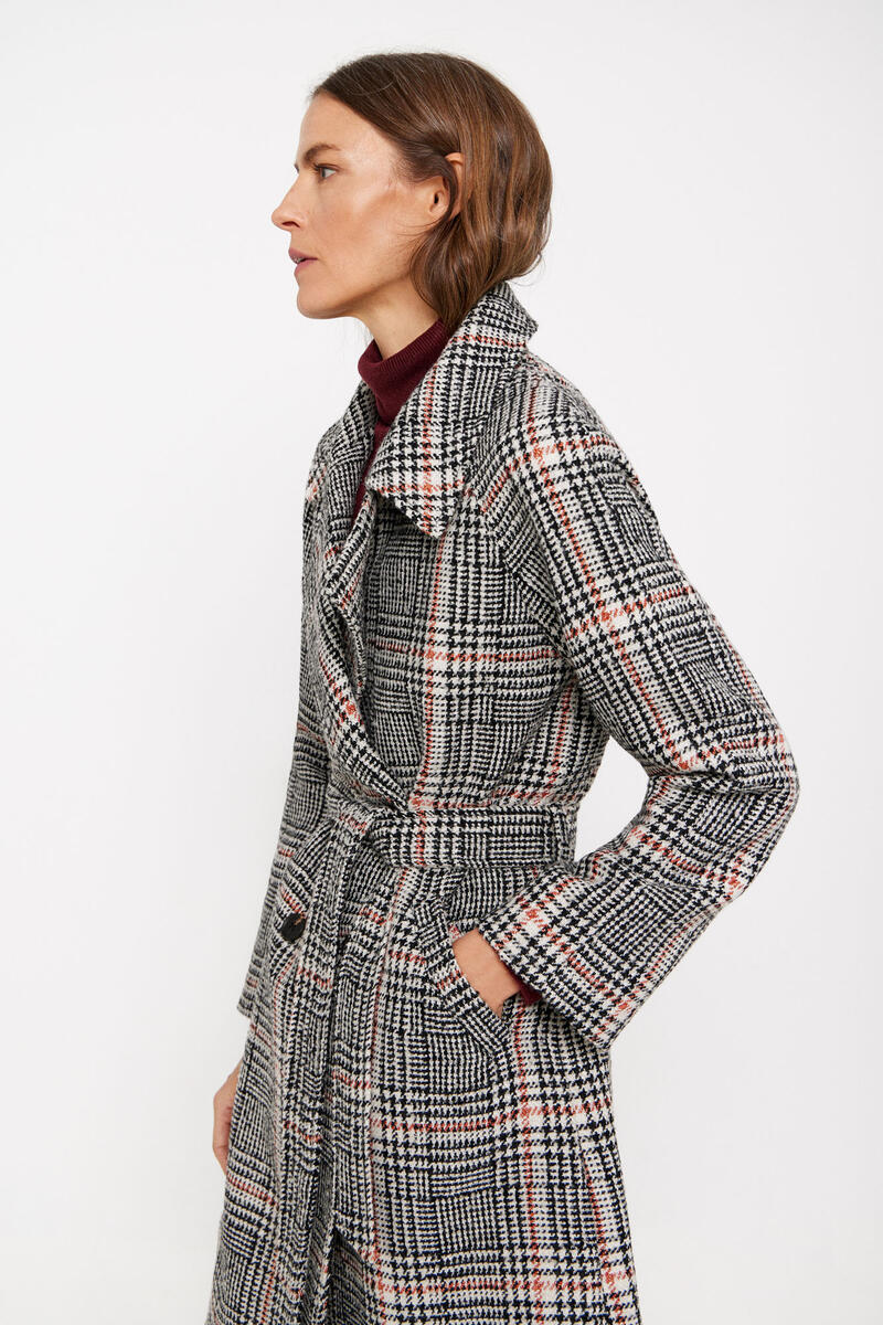 Cortefiel Checked trench coat Printed white