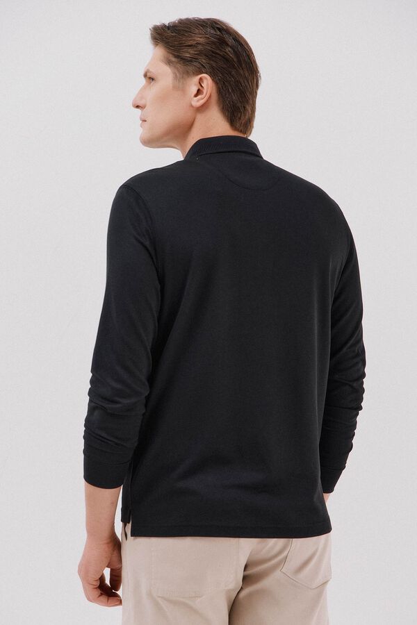 Cortefiel Polo refinado manga larga Negro