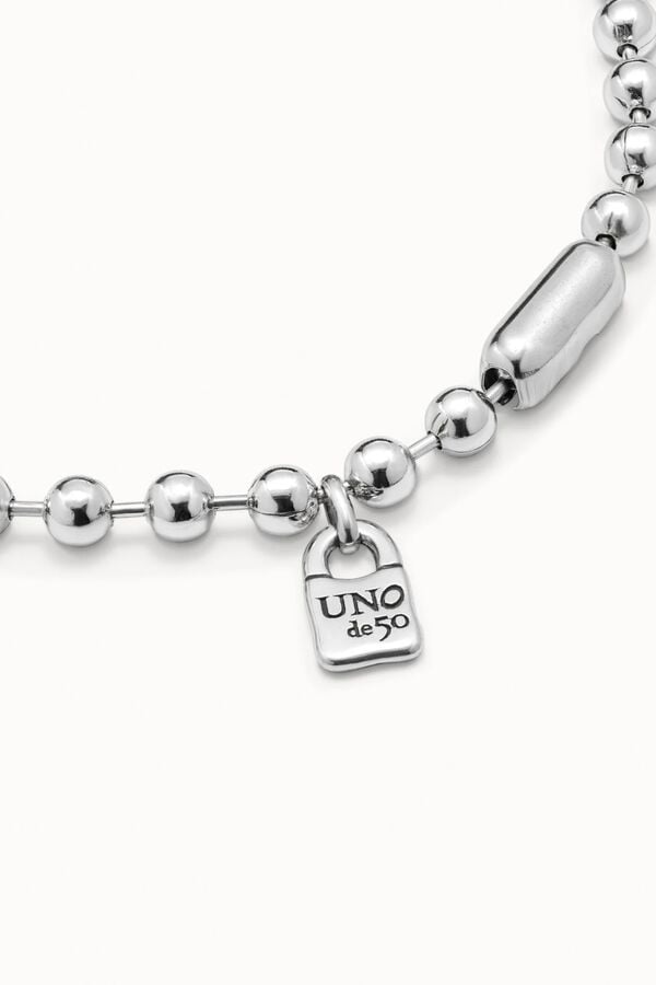 UNOde50 Colar de bolas com banho de prata Cinzento