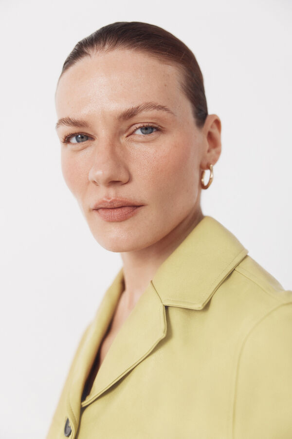 Cortefiel Yellow faux leather jacket Yellow