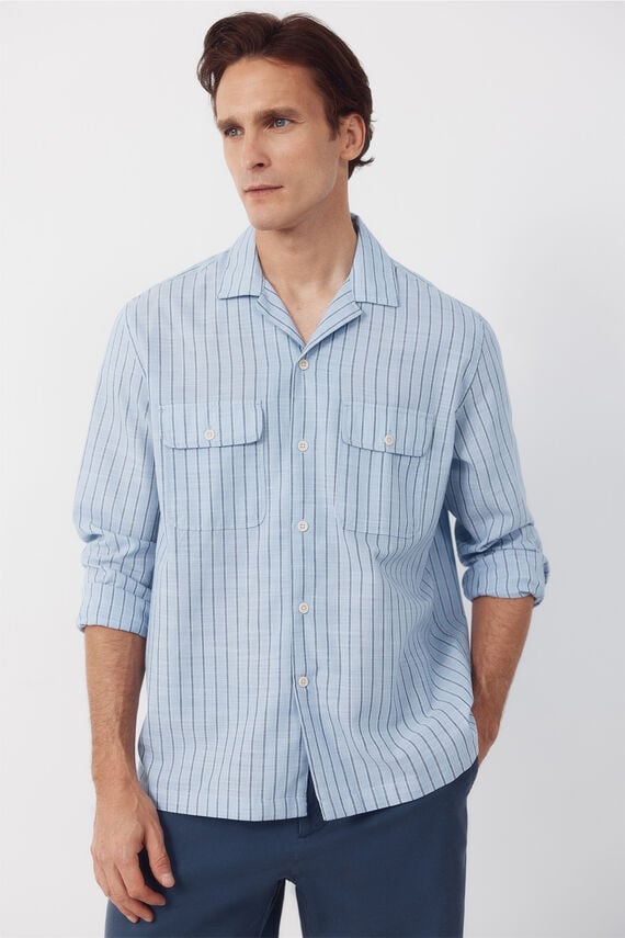 Camisa cuello bowling manga larga