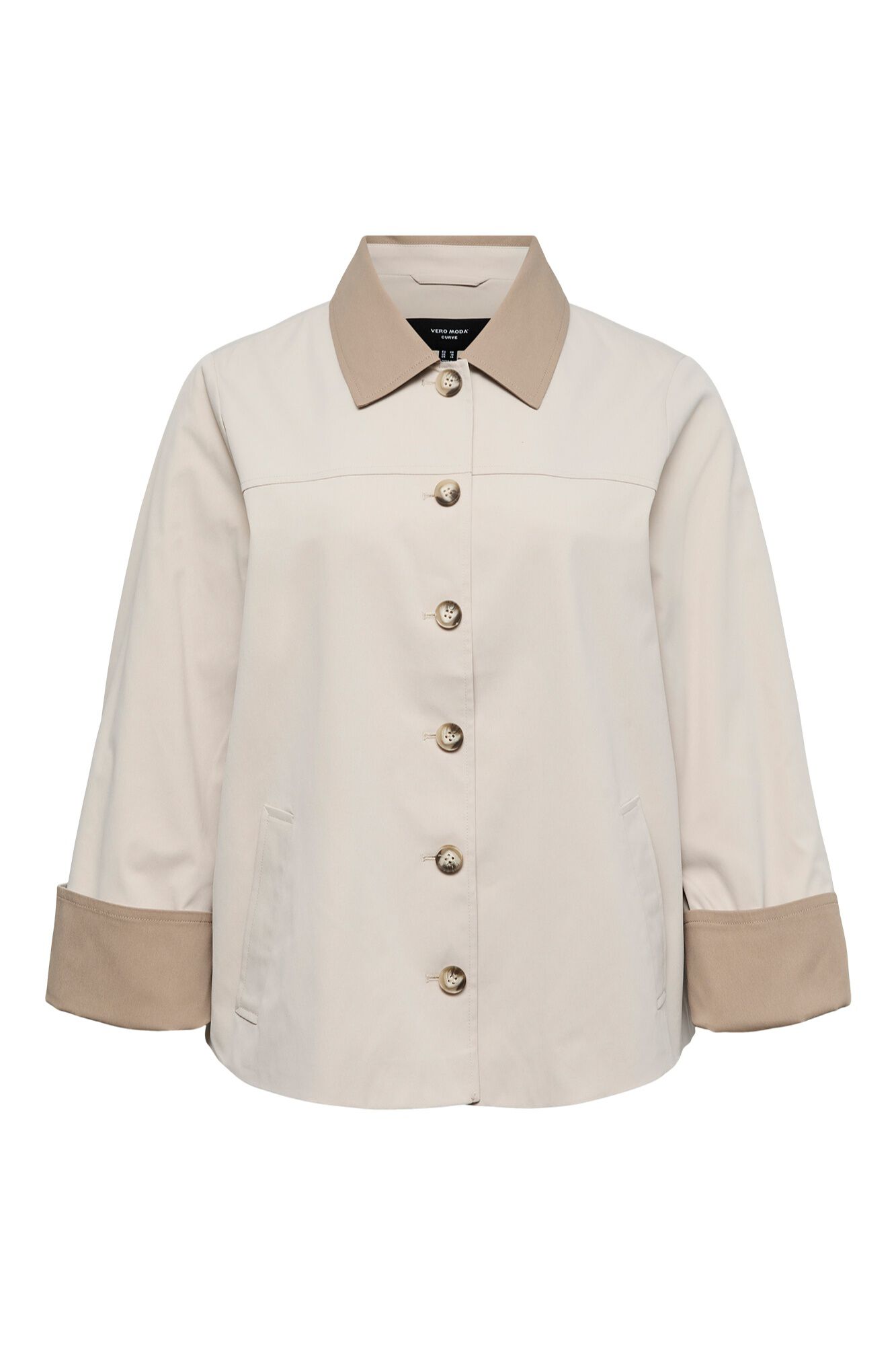 Vero Moda Curve Gabardina com gola em contraste