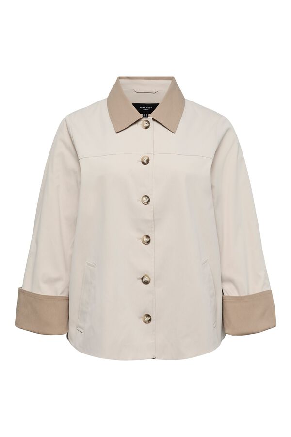 Vero Moda Curve Gabardina com gola em contraste Tostado