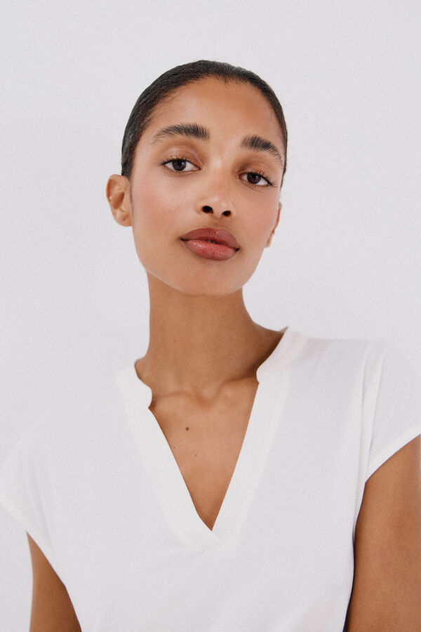 Cortefiel Flowy satin blouse White