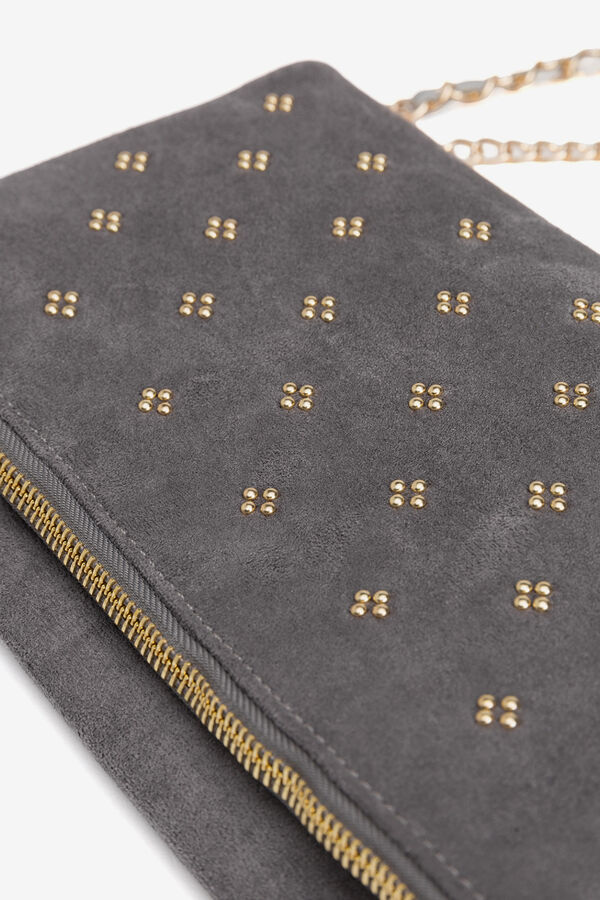 Vilanova Mala com efeito camur&ccedil;a e tachas Cinzento