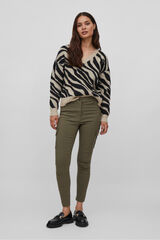 Vila Women's animal print jumper with V-neck Brown