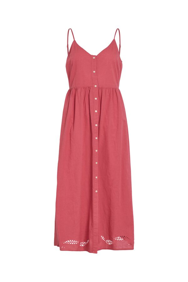 Vila Vestido midi de al&ccedil;as em algod&atilde;o e linho Subiu