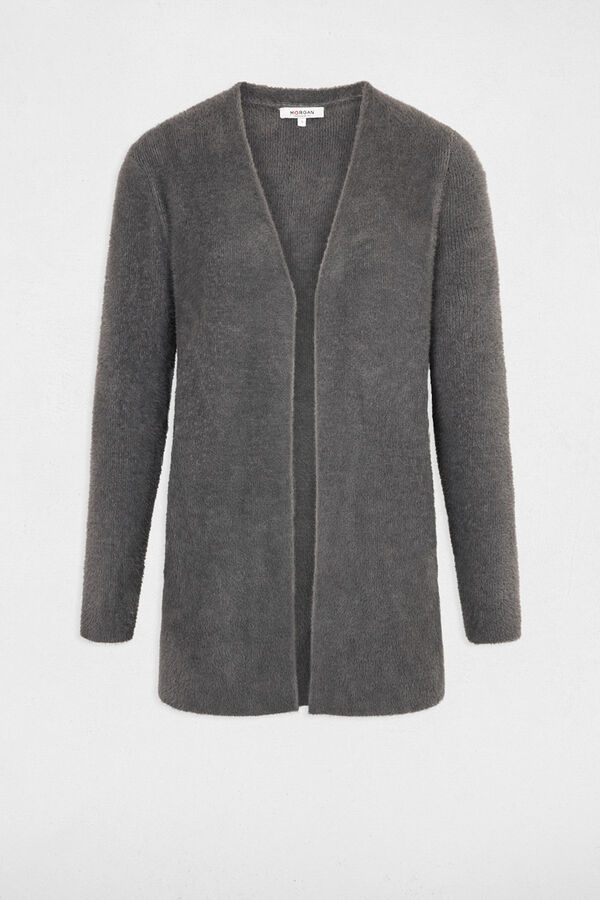 Morgan Cardigã comprido de malha aveludada Cinzento