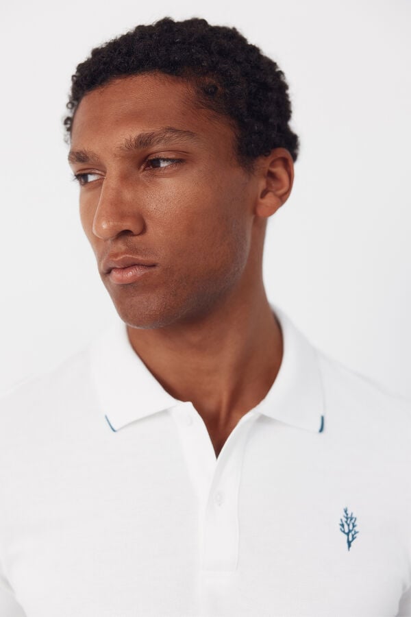 Cortefiel Embroidered polo shirt White