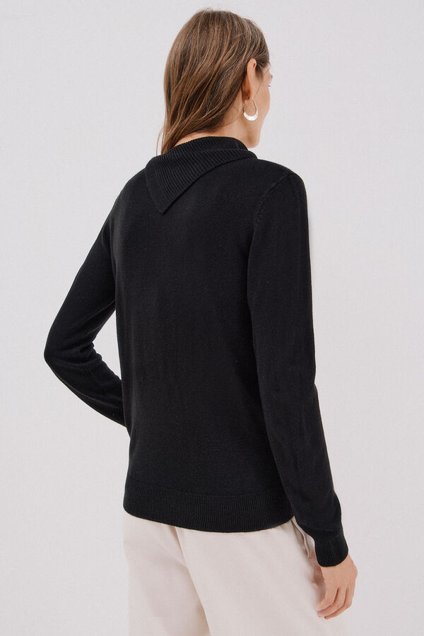 Cortefiel Button neck jumper Black
