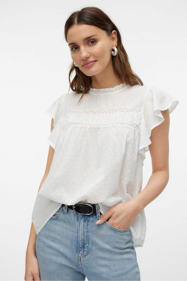 Vero Moda Fluid round neck blouse White