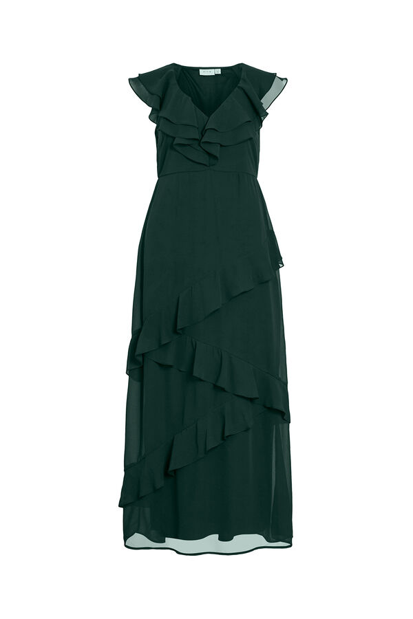 Vila Chiffon midi party dress Dark green