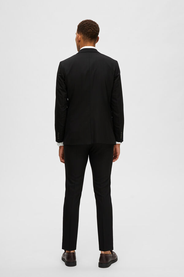 Selected Calças de fato Slim Fit com lã Preto