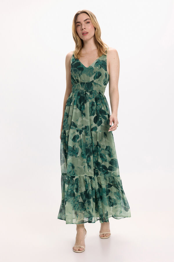Vila Vestido midi floral Verde