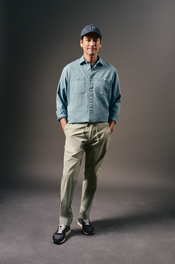 OOTO Camisa tecido espiga Azul