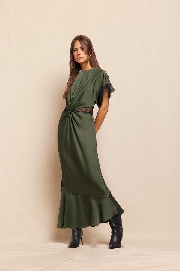 Slowlove Vestido de cetim Verde