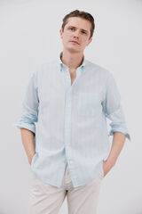 Cortefiel Striped seersucker shirt Blue