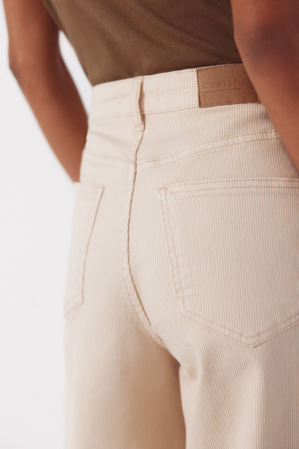 Cortefiel Sand striped trousers Ivory