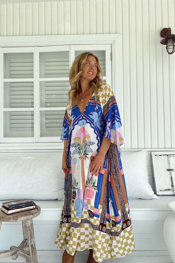 Jaase Vestido comprido caftan Multicolorido