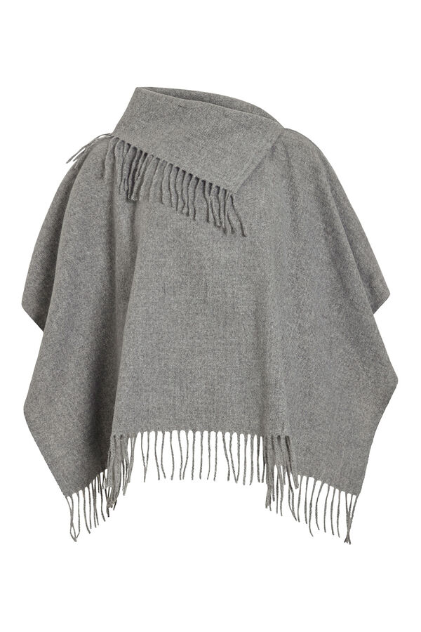 Vila Poncho com franjas Cinzento