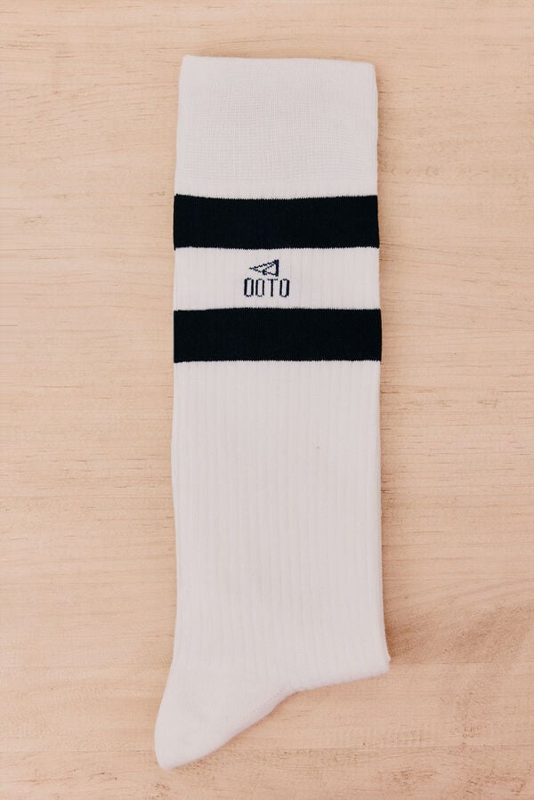 OOTO Meia canelada desportiva Branco