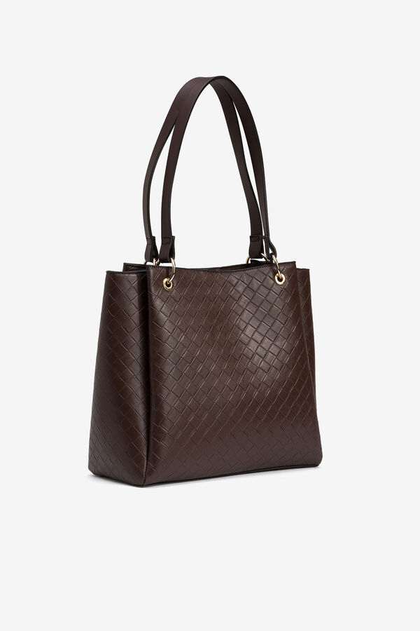 Vilanova Mala tote bag com textura de trama Castanho