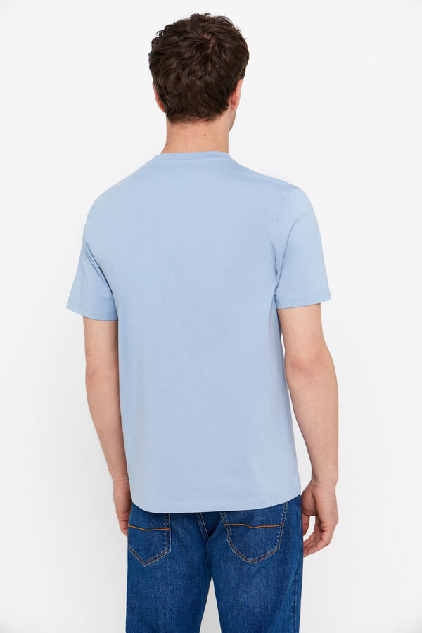 Cortefiel Basic T-shirt with pocket Blue