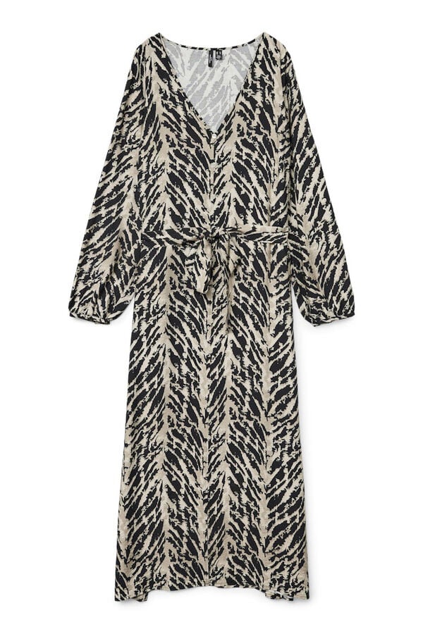 Vero Moda Curve Vestido de manga larga cuello pico Curve Negro