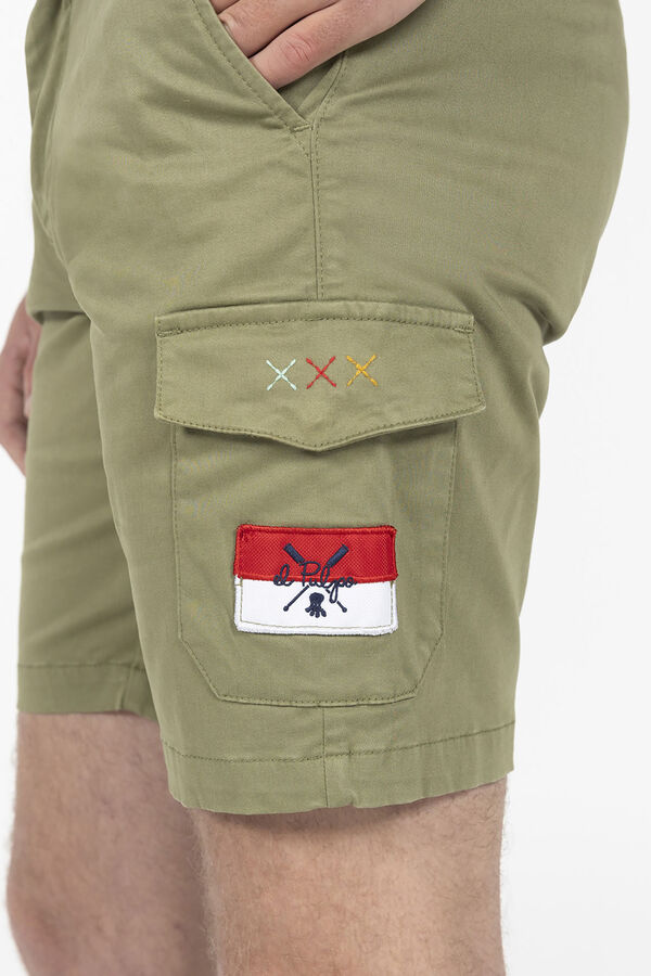 Cortefiel Cargo Bermuda shorts with patch Kaki