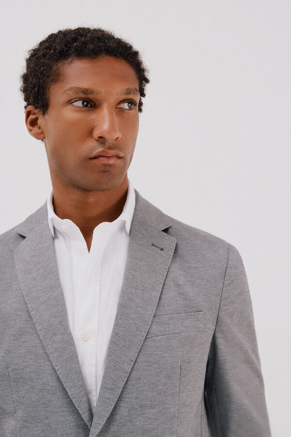 Cortefiel Jersey-knit blazer  Dark grey