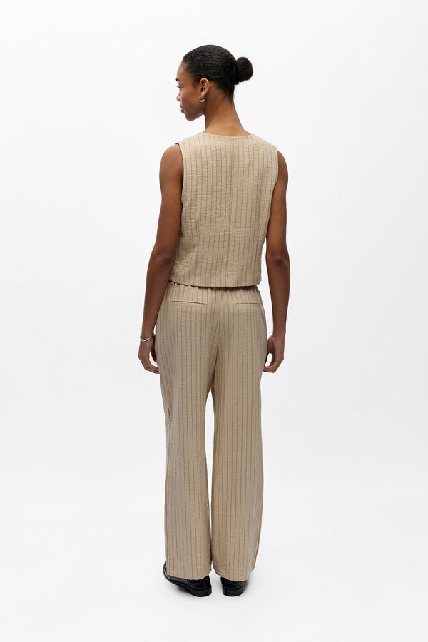 Object Colete leve &agrave;s riscas Tostado