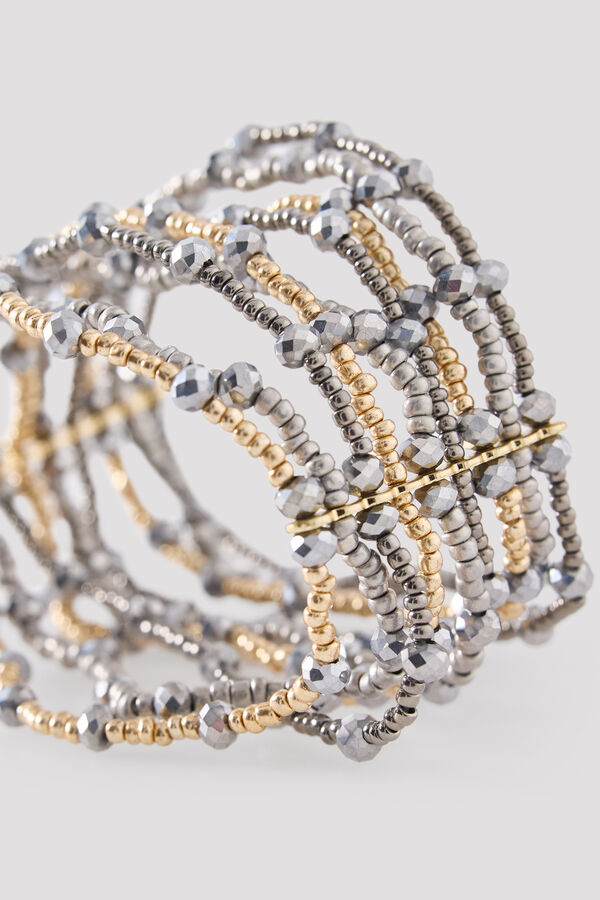 Cortefiel Pulsera cristales metalizados Dorado