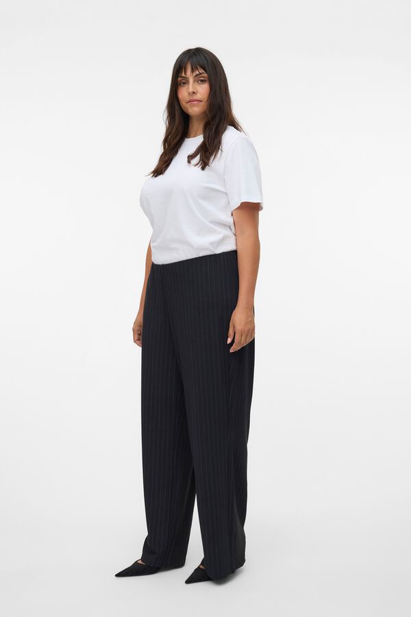 Vero Moda Curve Cal&ccedil;a fluida de riscas Cinzento
