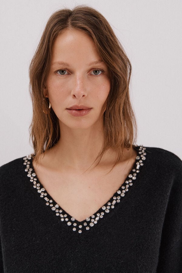 Cortefiel Jersey punto joyas Black