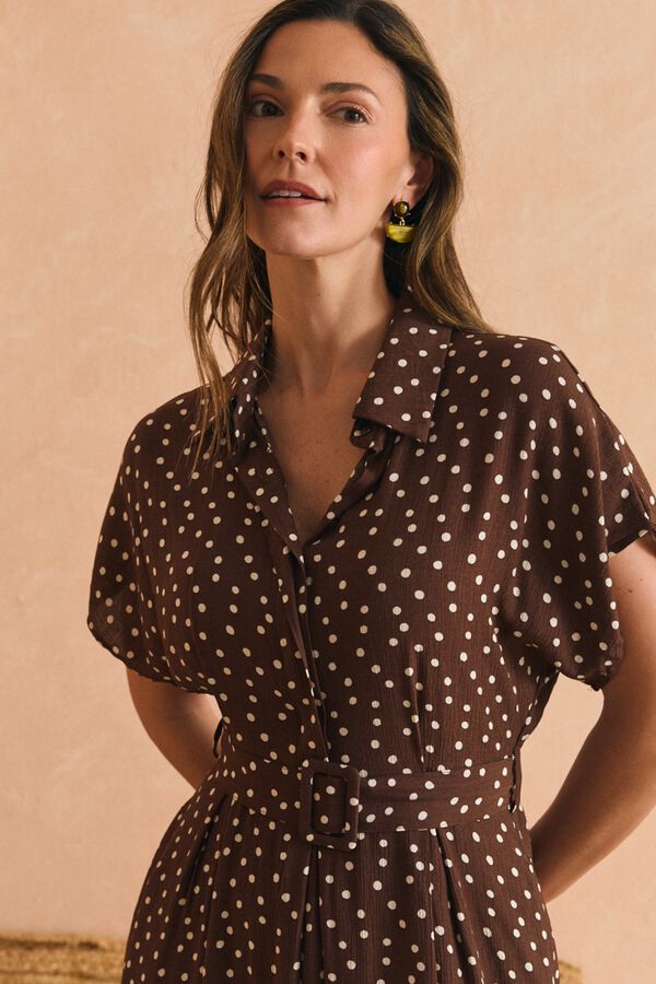 Pol&iacute;n Et Moi Vestido midi Vela Castanho