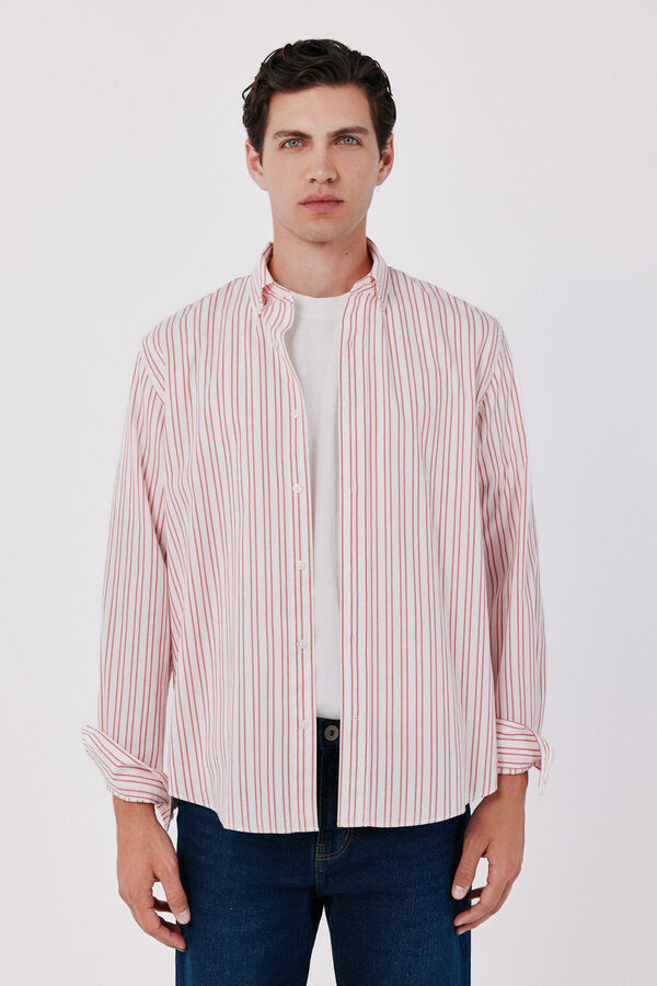 Cortefiel Striped light oxford shirt Red