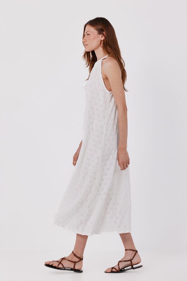 Cortefiel Vestido halter Ecru
