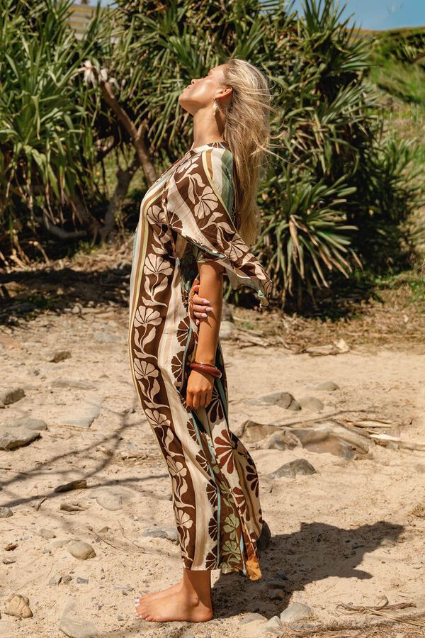 Jaase Vestido comprido caftan Castanho