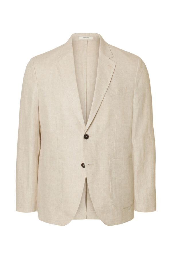 Selected Casaco de linho com aba Tostado