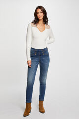 Cortefiel Short skinny jeans with buttons Blue