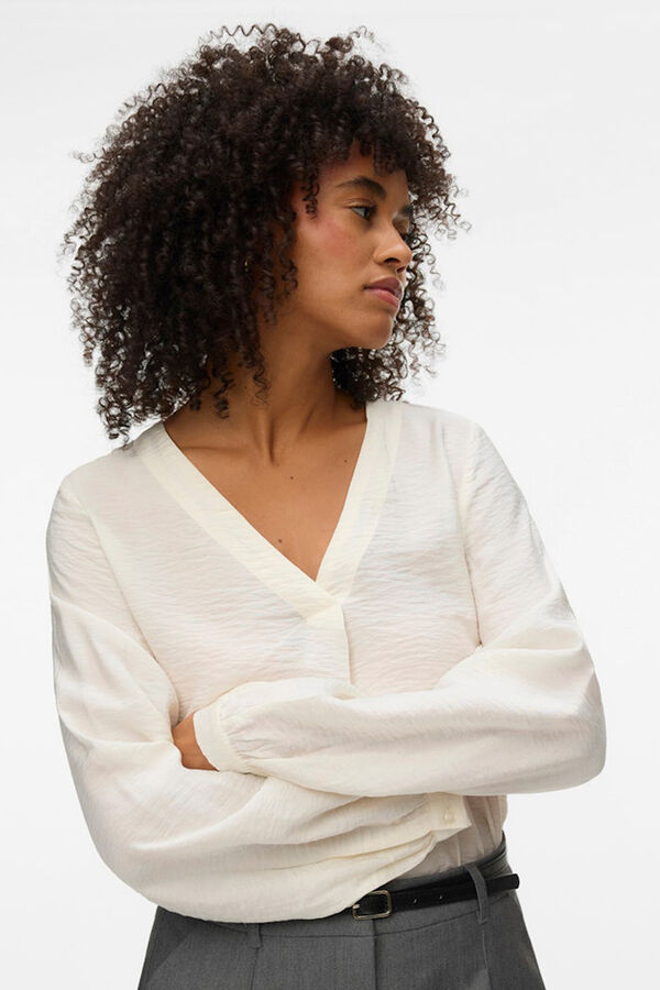 Vero Moda Camisa manga comprida gola em bico Branco