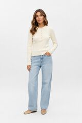 Object Camisola canelada gola polo Tostado
