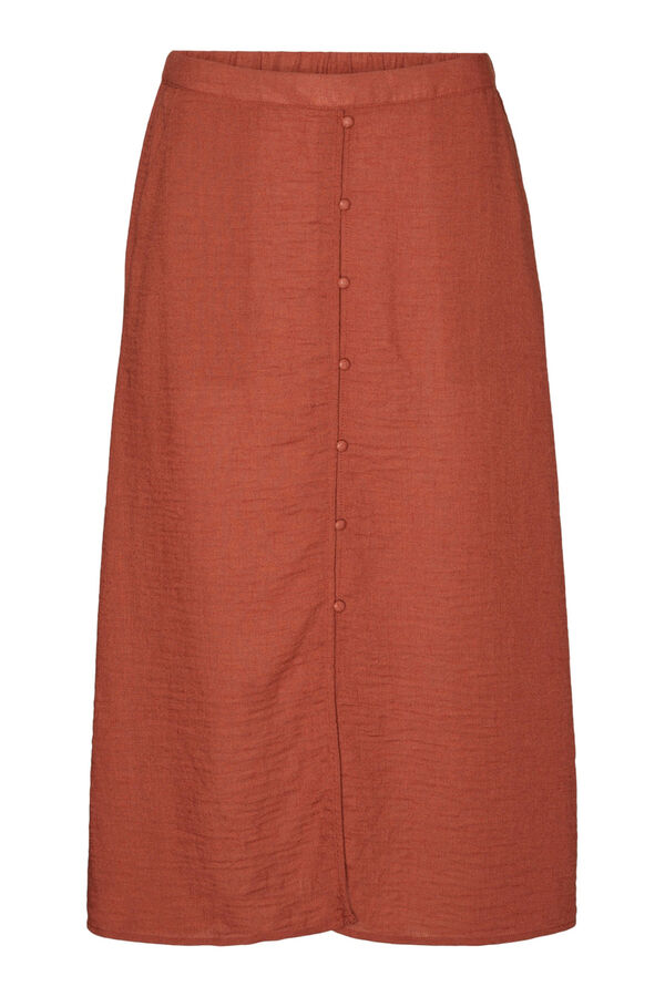 Cortefiel Midi skirt with buttons Red