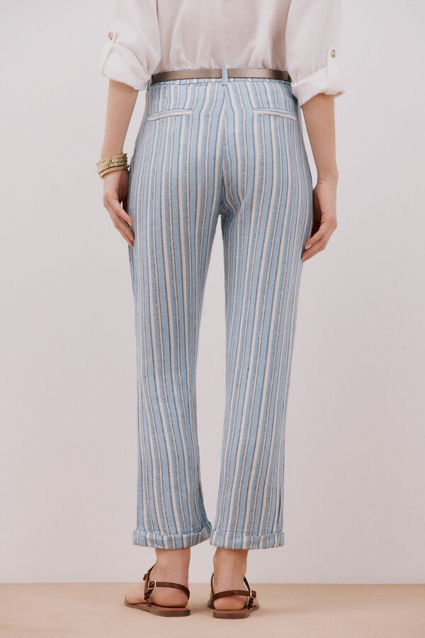 Cortefiel Linen trousers Printed blue