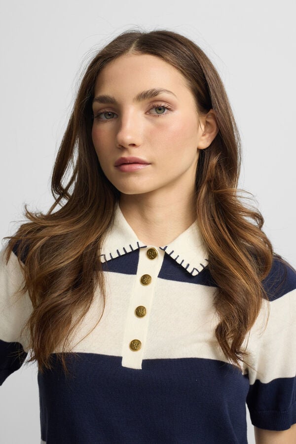 Silbon Polo manga curta em malha Azul