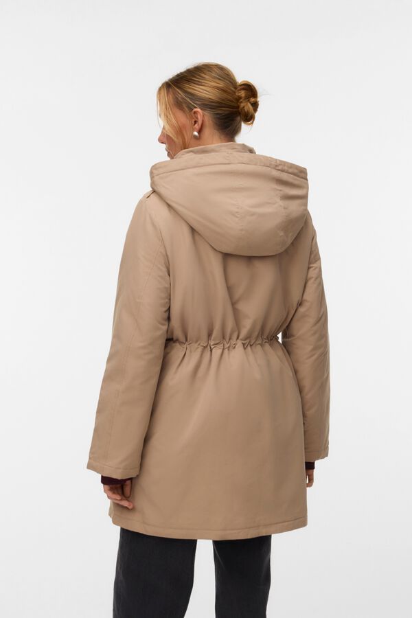 Vero Moda Sobretudo com capuz ajust&aacute;vel Castanho
