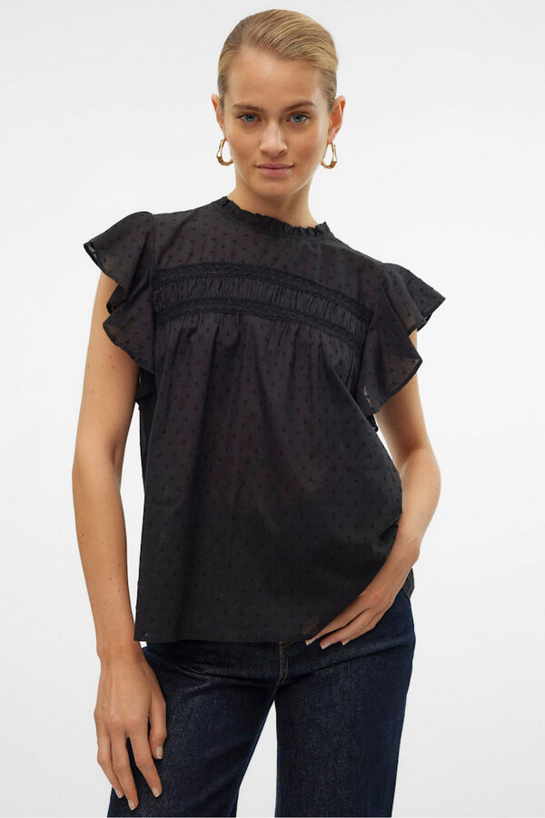 Vero Moda Blusa fluida de gola redonda Preto