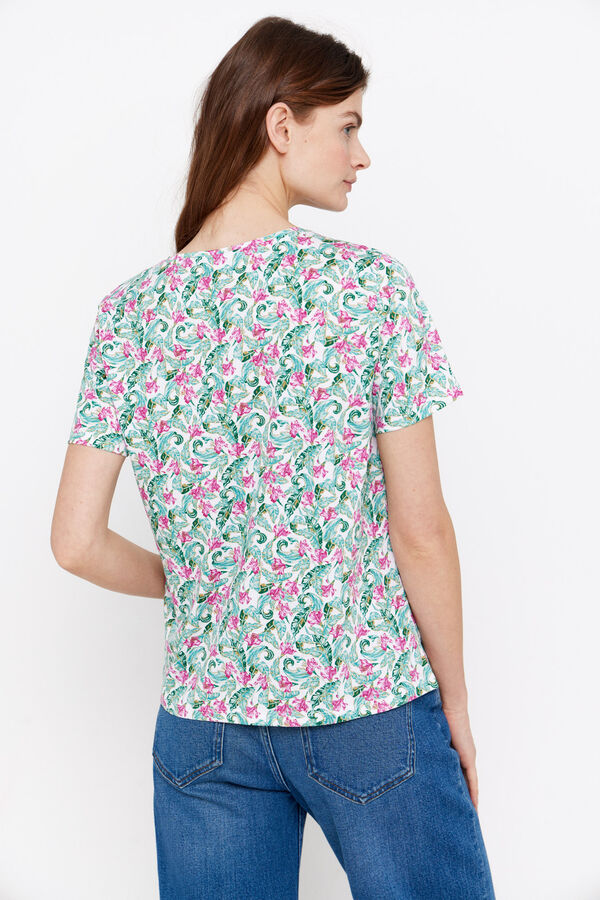 Cortefiel Camiseta cinta floral Natural