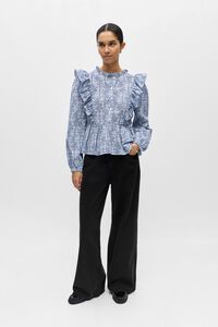 Object Blusa estampada com folhos